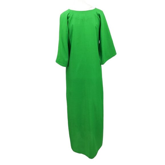 Vintage Two Potato Maxi Kaftan Dress Size S? Green Embroidered Boho 70s Pullover - Picture 2 of 11